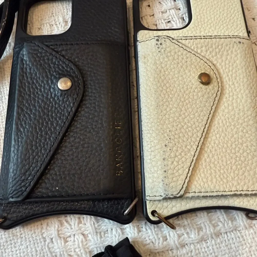 set of 2 Bandolier pebble leather cases for Apple iphone 12 Pro A1 2233